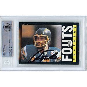 Dan Fouts Signed 1985 Topps Football Card Beckett SD Chargers Autograph BAS Slab